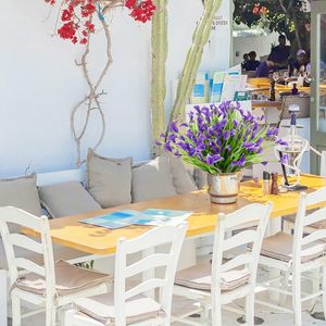 Flores artificiales flores acuáticas plástico primavera hierba violetas acabado seda impresa margaritas flores falsas - Product Image 6