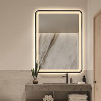 Miroir intelligent LED à cadre noir, éclairage frontal et rétroéclairage, CRI 90+, 3 températures de couleur, intensité réglable, détecteur de mouvement, anti-buée