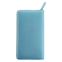 Portofolio Kulit Pebble A5 dengan Resleting, Logo Embos, Dompet Kartu Kulit PU