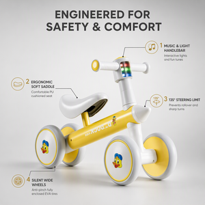 Vélo d'équilibre pour enfants sans pédales, jouet à roulettes pour tout-petits avec roues solides, siège rembourré, repose-pieds antidérapant pour garçons et filles, intérieur et extérieur - Product Image 3