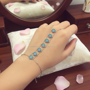 Oro rosa P. Guante de mano de Plata de Ley 925K, pulsera de mano de anillo de cadena de esclavo Sahmeran - Product Image 2