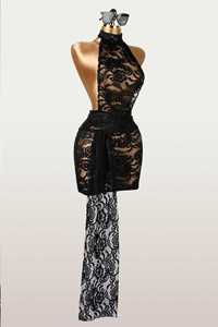 Abito Mini Bodycon da Donna con Scollo all'Americana in Pizzo, Schiena Scoperta e Pannello Drappeggiato - Abiti da Festa Sehe Fashion - Product Image 5