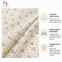 Tissu Popeline Léger 100% Coton Imprimé Fleurs Petites Motives, Tissu Doux pour Robe, Blouse, Pyjama, Vêtements Bébé, Couture