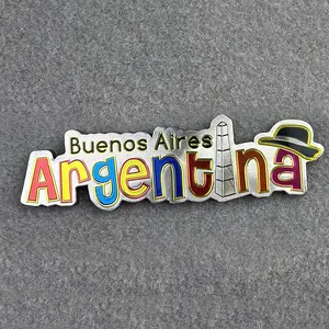 Wholesale 3D Shaped Logo fridge magnet Custom Acrylic Paper Aluminum Refrigerator Buenos Aires Metal Foil Souvenir Argentina