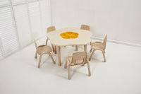 Tables et chaises rondes réglables ignifuges pour enfants de maternelle, motif fleur de prunier, pour l'éducation préscolaire et le graffiti