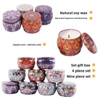 Coffret cadeau écologique pour la Saint-Valentin et Noël, bougies en cire de soja dans une boîte en fer, résistantes au vent, semi-artisanales, plusieurs senteurs