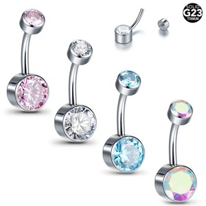 G23 titane dent intérieure double zircon <span class=keywords><strong>nombril</strong></span> clou été mode pour hommes et femmes anti-allergie <span class=keywords><strong>piercing</strong></span> <span class=keywords><strong>nombril</strong></span> anneau - Product Image 2