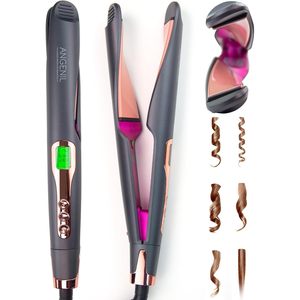 เครื่องหนีบผมเซรามิก Angenil Pro Twist ขนาด 1 นิ้ว แบบสองแรงดันไฟฟ้า ร้อนเร็ว มอเตอร์ดีซี สำหรับยืดผมและม้วนผม 2-in-1 มัลติสไตเลอร์ - Product Image 1