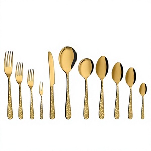 Ensemble de couverts 11 pièces en or et argent, couteau à steak, fourchette, cuillère, pour la maison, le restaurant, l'hôtel, décoration de cuisine et de table. - Product Image 1