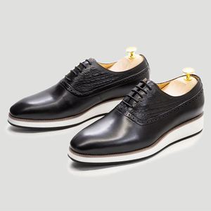 Zapatos Oxford de Alta Gama, Estilo Británico Informal de Negocios, Sin Cordones, con Capa Superior Repujada a Mano, Nueva Suela de Goma Antideslizante para Otoño - Product Image 6