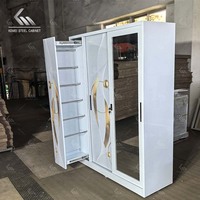 Armoire simple et moderne à 2 portes coulissantes en acier, armoire de rangement pour vêtements imperméable pour la chambre à coucher, pour l'organisation des vêtements