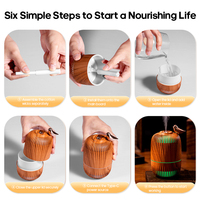 Chambre Portable Usb Humidificateurs 280Ml Grain De Bois Petit Creux Cage À Oiseaux Hydratant Peau Pulvérisateur Intelligent Humidificateur D'air