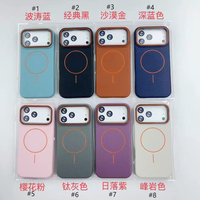 Coque magnétique en cuir TPU Texture pour iPhone 17 16 15 Couverture arrière colorée souple pour IPhone14 13 12 11 XR/XS/7/8