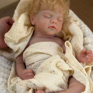 Poupée bébé garçon réaliste de 18 pouces, nouveau-né, corps entièrement en silicone souple, peau peinte en 3D, veines visibles, jouet réaliste lesté - Product Image 3