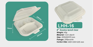 Sinh Học Phân Hủy Tinh Bột Ngô Vỏ Sò 8 Inch 9 Inch Takeaway Thực Phẩm Container Dùng Một Lần Hộp Ăn Trưa - Product Image 2