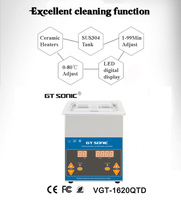 Nettoyeur à ultrasons industriel numérique VGT-1620QTD 2L à chauffage unique, 40kHz, avec réservoir en acier inoxydable 304 pour le nettoyage de pièces