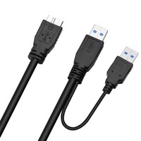 Kabel Daya Data USB3.0 Micro-B Double Head untuk Hard Disk Mobile Tipe-C Baru dengan Jalinan PVC untuk Catu Daya Tambahan
