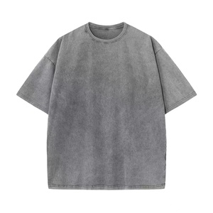 Custom Label Pure Cotton Acid Wash Oversized Crew Neck <b>Tshirt</b> Men Premium Streetwear Drop Shoulder Casual - Product Image 2