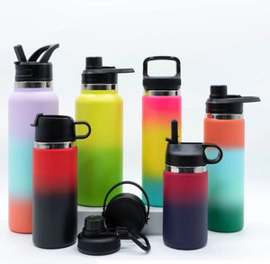 Bouteille d'eau de sport à large bouche, Double paroi isolée sous vide, bouteille à Shaker en acier inoxydable avec fenêtre Visible - Product Image 1