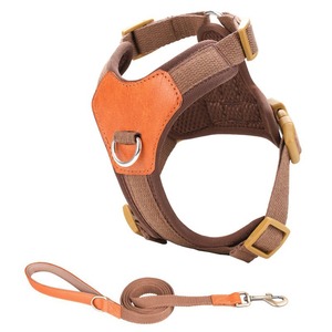 Arnés de cuero vintage para perros, transpirable, acolchado, sin tirones, ajustable, tipo chaleco para pasear perros. - Product Image 6