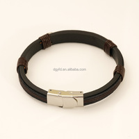 Bracelet en cuir pour homme, fait main, style punk, double couche, cordon tressé, fermoir en acier inoxydable, bracelet décontracté pour homme, bijoux tendance