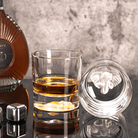 Vaso de Whisky de Cristal de Lujo con Base de Cabeza de Elefante 3D, Sin Plomo, Estilo Old Fashioned, para el Hogar, Bar, Fiestas, Regalo para Hombre