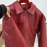 Blouson en similicuir pour homme, zippé, col montant, style motard streetwear, avec surpiqûres contrastées, manteau décontracté, vente en gros, personnalisable