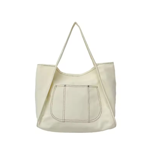 Bolsa de tela de algodón orgánico grande, reutilizable, para compras, con logo impreso, para viajes diarios. - Product Image 3