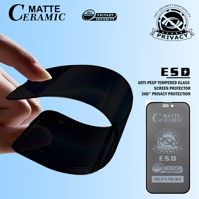 Best Sellers 2.5d ESD Privacy Ceramic Film Screen Protector - PET Material - Suitable for iPhone 17 16 15 Pro Max XR XS