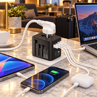 Adaptateur de voyage universel international 20W PD, prise tout-en-un, 2 USB + 2 Type C, chargeur rapide pour les États-Unis, le Royaume-Uni, l'UE, l'Australie et le monde entier
