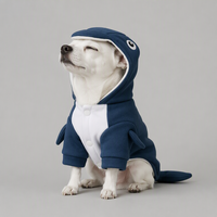 MEIQIPETBABY Kostum Hoodie Paus Biru Dongker untuk Anjing Kucing, Kostum Berkerudung Bulu Hangat dengan Ekor Paus S-XL