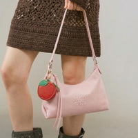 Porte-monnaie portable personnalisable OEM en cuir PU 3D réaliste, motif fruit mignon, avec fermeture éclair, porte-clés et breloque de sac à main