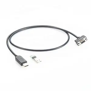 1-Port USB to Null Modem RS232 DB9 Serial DCE Adaptor Cable with FTDI Angled DB9 Cable