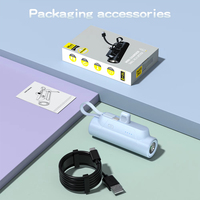 Batterie externe Plug and Charge Mini 5000 mAh avec lampe torche, format de poche, câble Type C intégré, support de téléphone, pour situations d'urgence, vente en gros