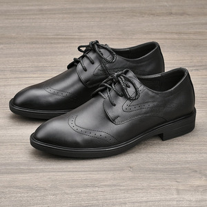 Zapatos Oxford de Cuero Genuino para Hombre, con Punta Puntiaguda, con Cordones, para Otoño, Oficina, Carrera Profesional, con Suela de Goma que Aumenta la Altura - Product Image 2