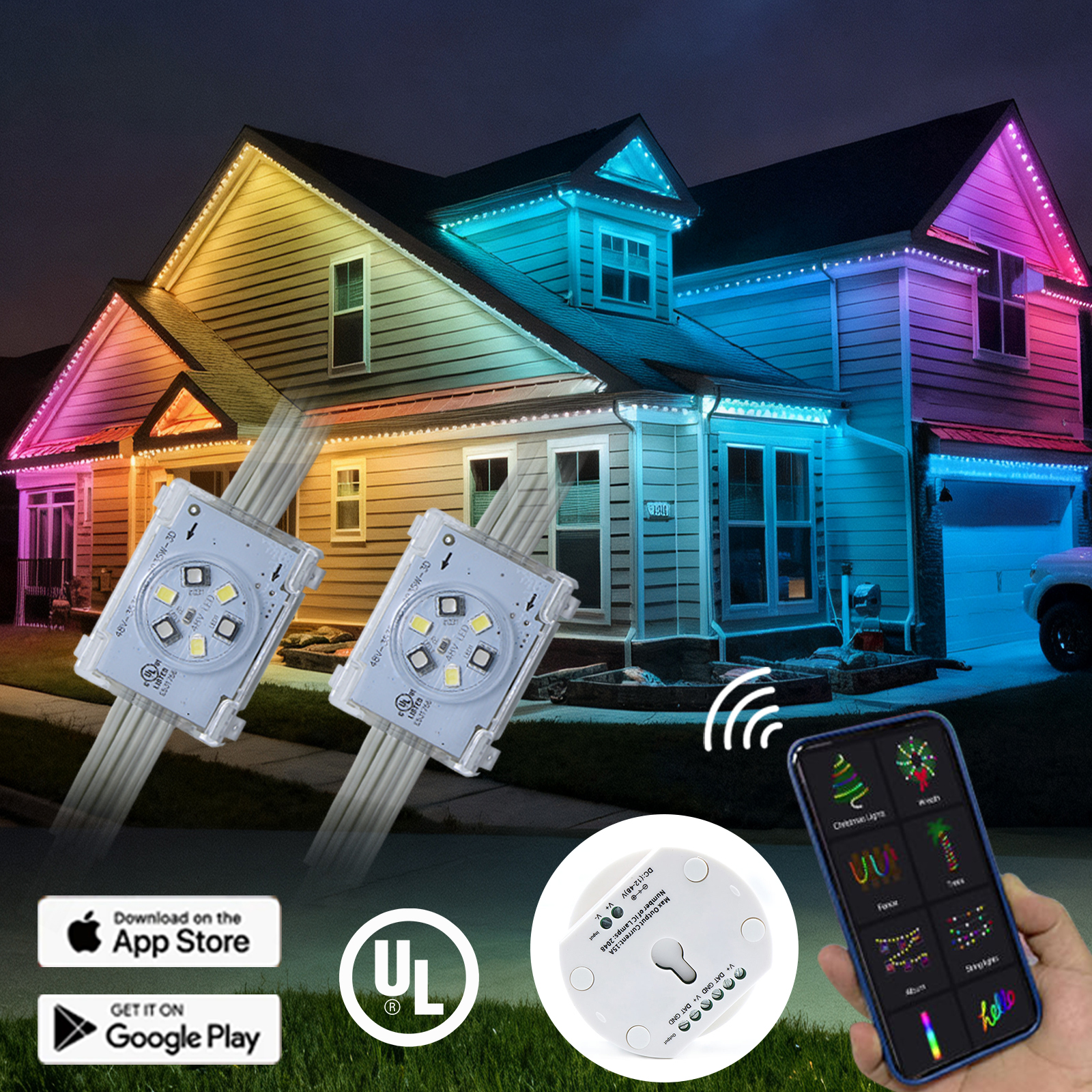Dc 48V Outdoor Rgbw Pixel Point Lights IP68 Waterproof House Exterior Jellyfish Permanent Christmas Lights