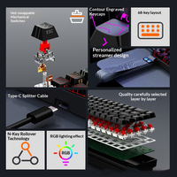 Clavier mécanique filaire Ik68 à 68 touches, disposition minimale, personnalisable pour l'e-sport, avec touches interchangeables à chaud, pour PC, DIY, pour garçons