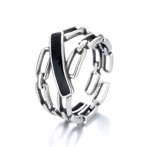 Anello Geometrico A109 in Onice Nero con Fissaggio a Tensione, Gioiello Unisex da Regalo - Product Image 2