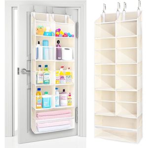 <b>Over</b> <b>The</b> <b>Door</b> Organizer 20 Pockets Beige Hanging Storage For Bathroom Baby Products Heavy Duty <b>Hook</b> Type Neatening Rack - Product Image 1