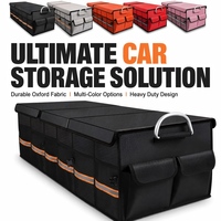 Organisateur de coffre de voiture grande capacité, boîte de rangement pliable en Oxford 600D avec couvercle et poignée renforcée, solution de rangement pour coffre de SUV et camion