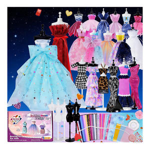 Kit de fabrication de vêtements pour poupées, éducatif, en plastique, pour enfants, couture, conception de vêtements, modèles de tissus, accessoires, outils, ciseaux, aiguilles, cadeau - Product Image 1