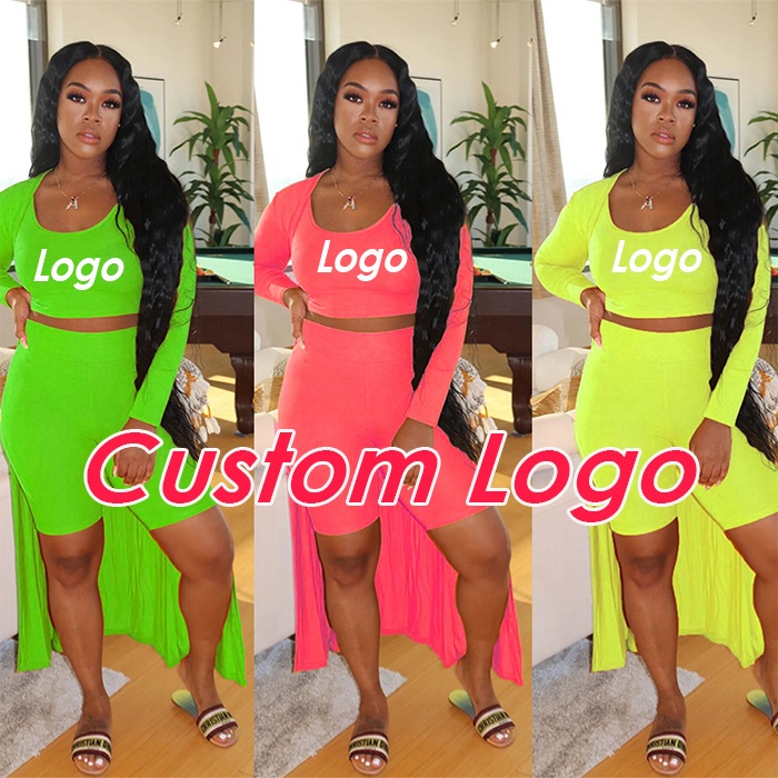 Модный дизайн с индивидуальным логотипом Ins, Женский мягкий комплект из 3 предметов из микрофибры, короткий брючный комплект и кардиган для лета, женская одежда 2021