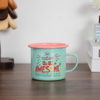 Vente en gros 210/350/500ml de tasses feu de camp avec logo personnalisé tasses en métal à bord roulé tasse en acier étain camping rouge vert émail avec poignée