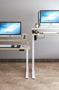 מסגרת שולחן מתכת חשמלית מתכווננת לגובה מסגרת שולחנות עומדים מנוע יחיד מסגרת 2 שכבות שולחן ארגונומי חכם למשרד ביתי