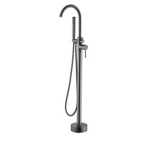Robinet de baignoire sur pied industriel moderne chromé à poignée unique avec barre coulissante en acier inoxydable SS304 pour salle de bain en céramique