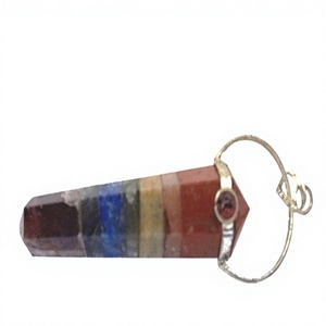 Colgante de Lápiz de Doble Punta con 7 Chakras, Cristal Natural, Ágata, Piedra Semipreciosa, Estilo Romántico, Forma Hexagonal, en Oferta - Product Image 1
