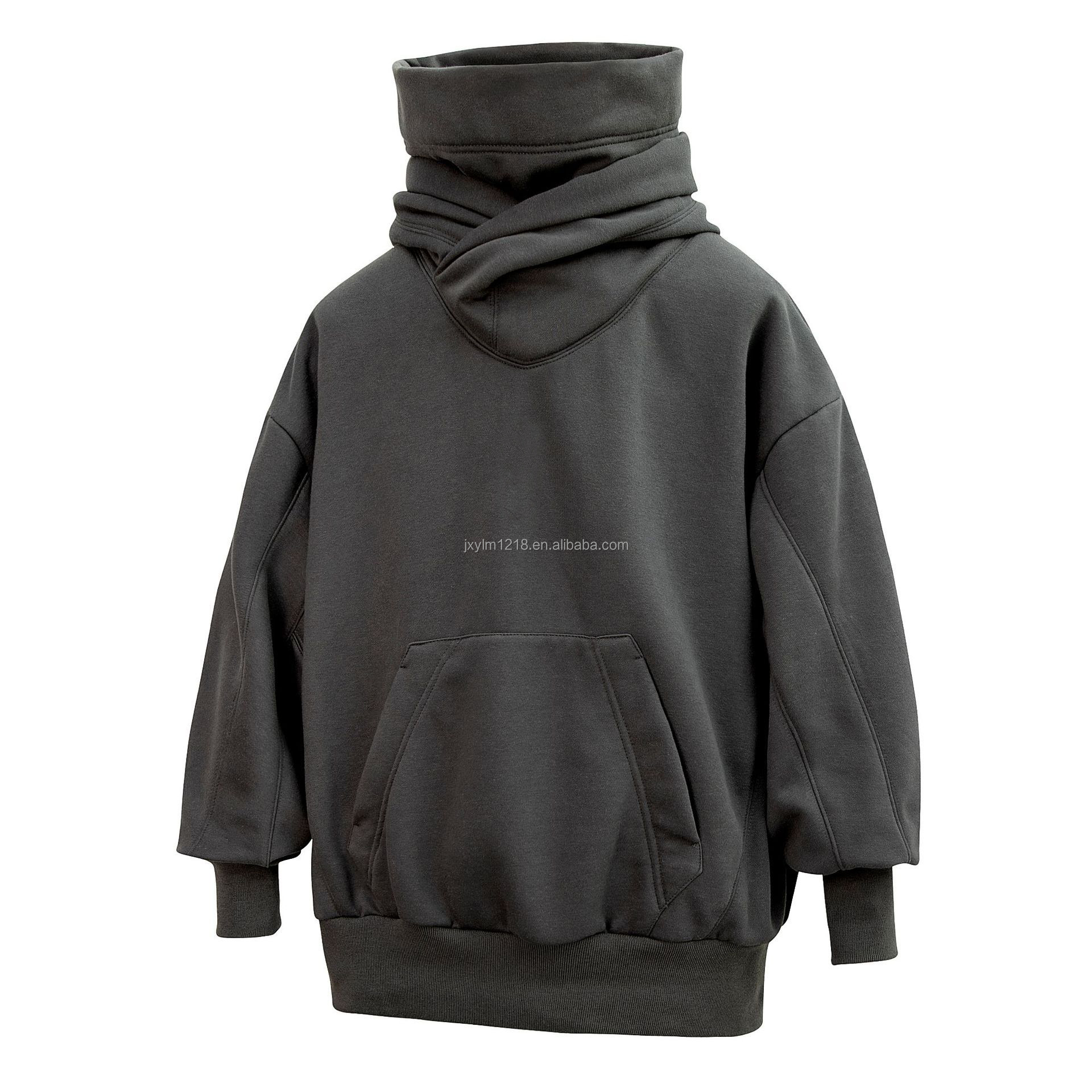 Hoodie with Neck Cover - Customizable Streetwear Style