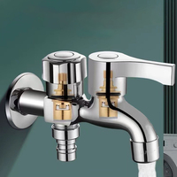 Robinet mural double en acier inoxydable résistant au gel avec 2 sorties pour tuyau d'arrosage