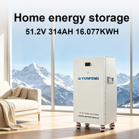 Batteries au lithium pour stockage d'énergie domestique 51,2 V 314 Ah 16 kWh, directement de l'usine, batteries LiFePO4 48 V 280 Ah, pack de batteries solaires de secours