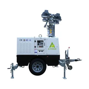Silent mobile light tower diesel generator with high mast